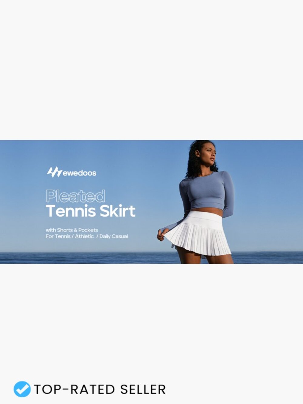Pleated Tennis Skort with Built-in Shorts High Rise 2-in-1 Athletic Skirt with - Picture 7 of 7
